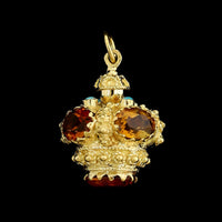 18K Yellow Gold Estate Citrine Pendant Fob