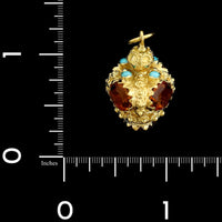 18K Yellow Gold Estate Citrine Pendant Fob