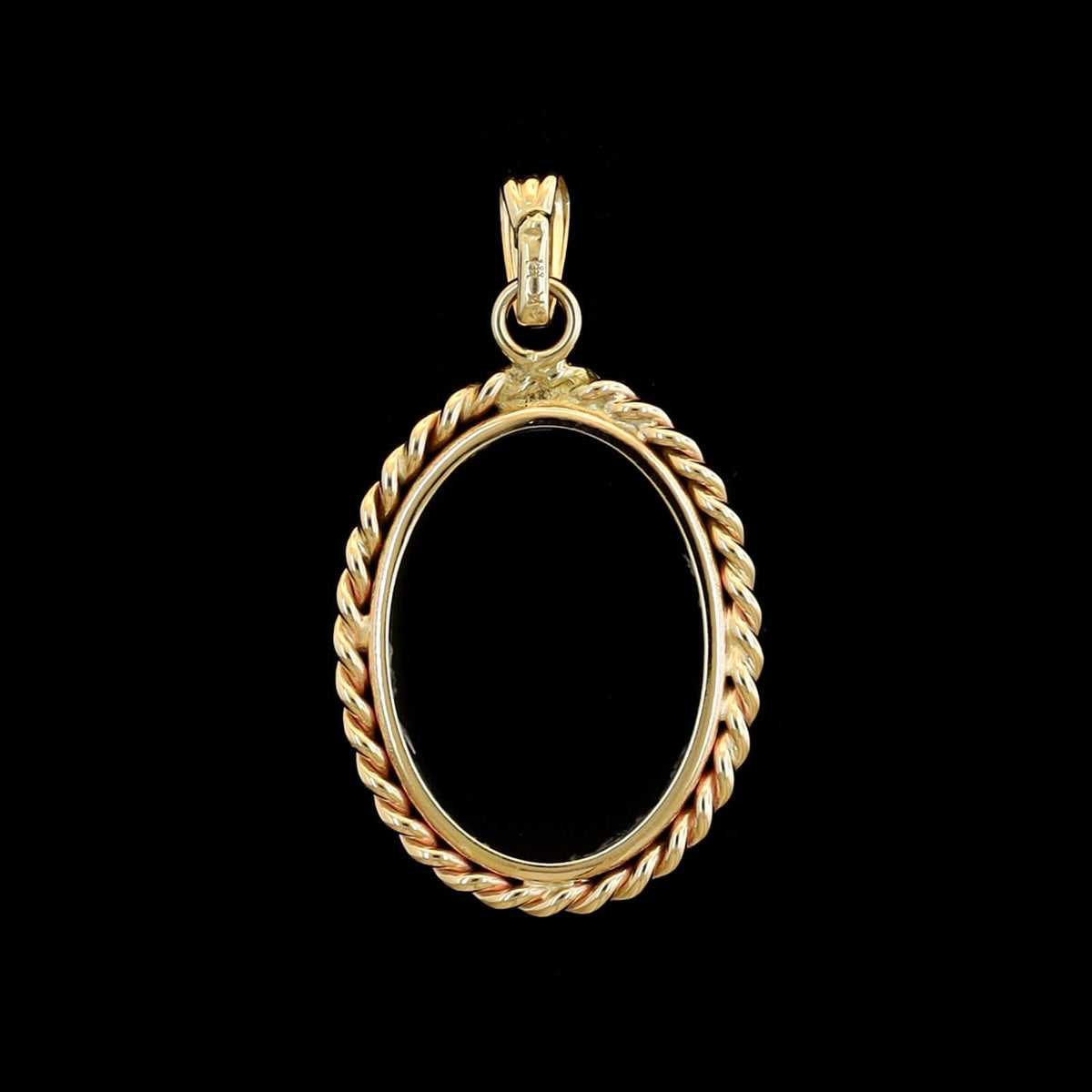 14K Yellow Gold Estate Blue Agate Cat Cameo Pendant