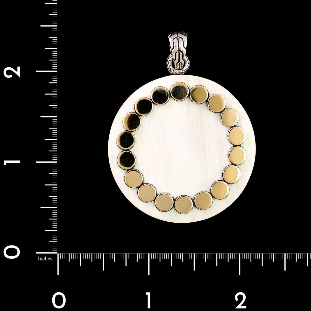 John Hardy Sterling Silver and 18K Yellow Gold Estate Horn Dot Pendant