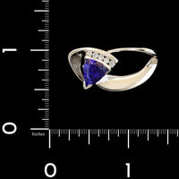 14K White Gold Estate Tanzanite and Diamond Slide Pendant