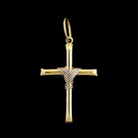 18K Two-tone Gold Cross Pendant