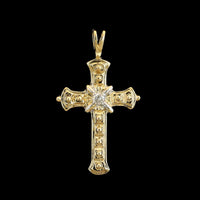14K Two-tone Gold Estate Diamond Cross Pendant