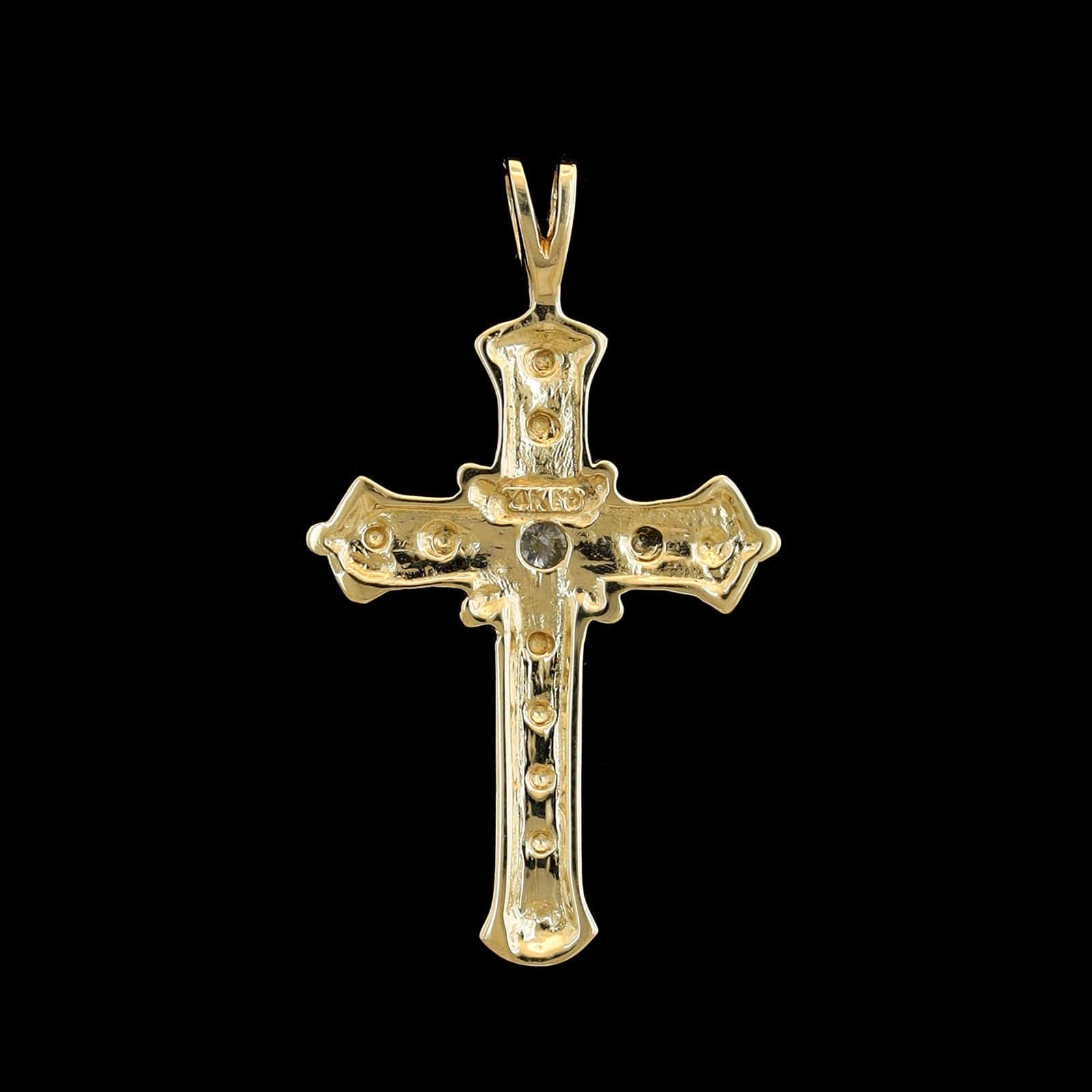 14K Two-tone Gold Estate Diamond Cross Pendant