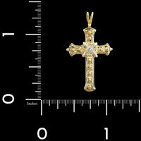 14K Two-tone Gold Estate Diamond Cross Pendant