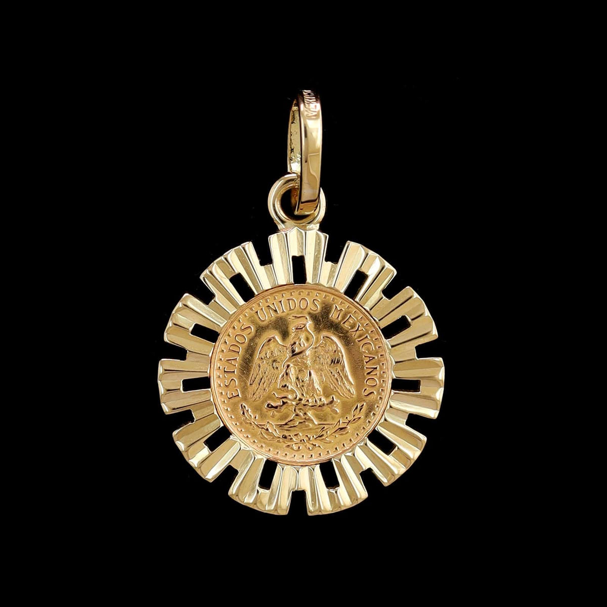 14K Yellow Gold Estate 1945 Dos Pesos 90% Gold Coin Charm