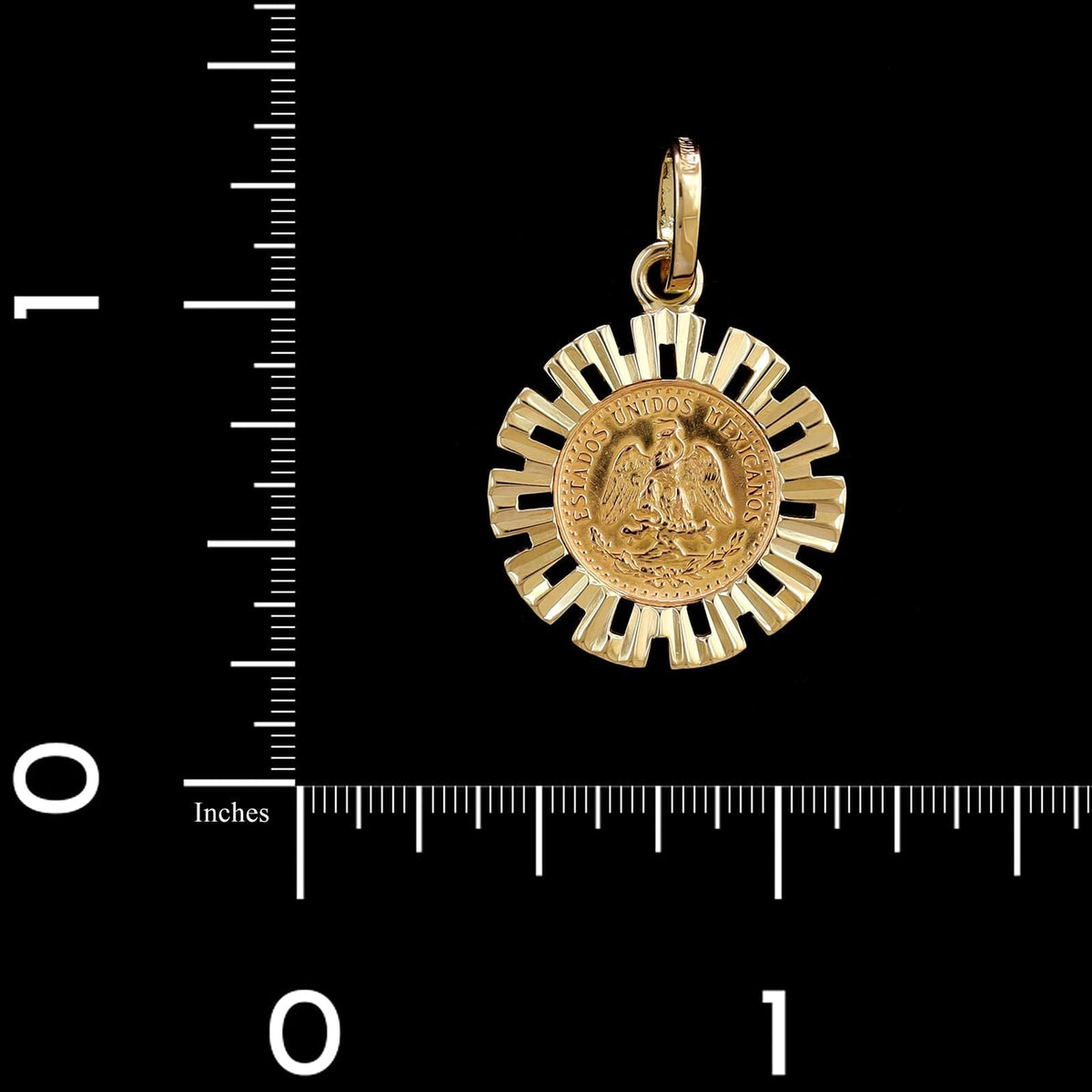 14K Yellow Gold Estate 1945 Dos Pesos 90% Gold Coin Charm
