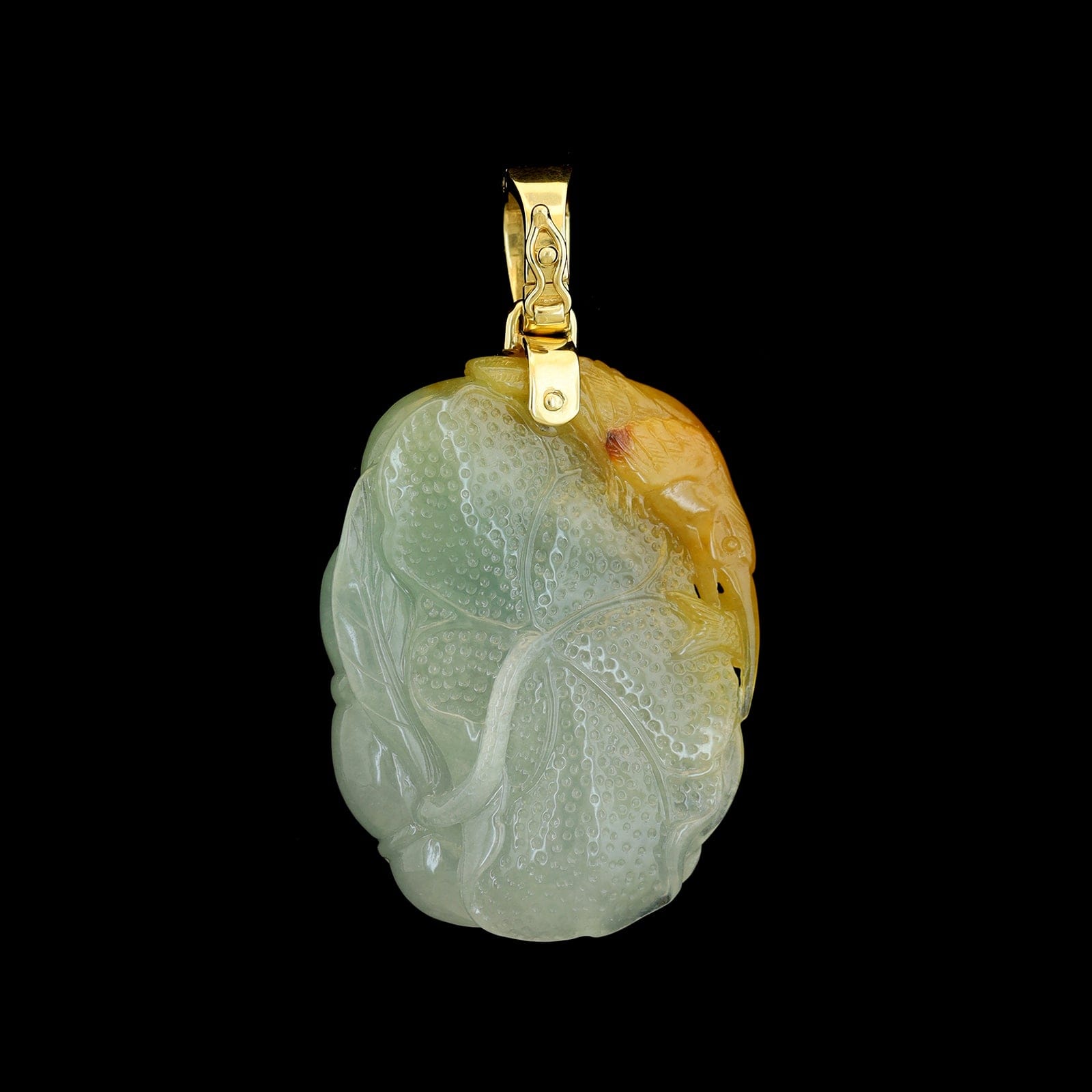 18K Yellow Gold Estate Carved Jadeite Pendant