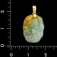 18K Yellow Gold Estate Carved Jadeite Pendant