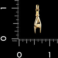18K Yellow Gold Estate Italian Hand Charm