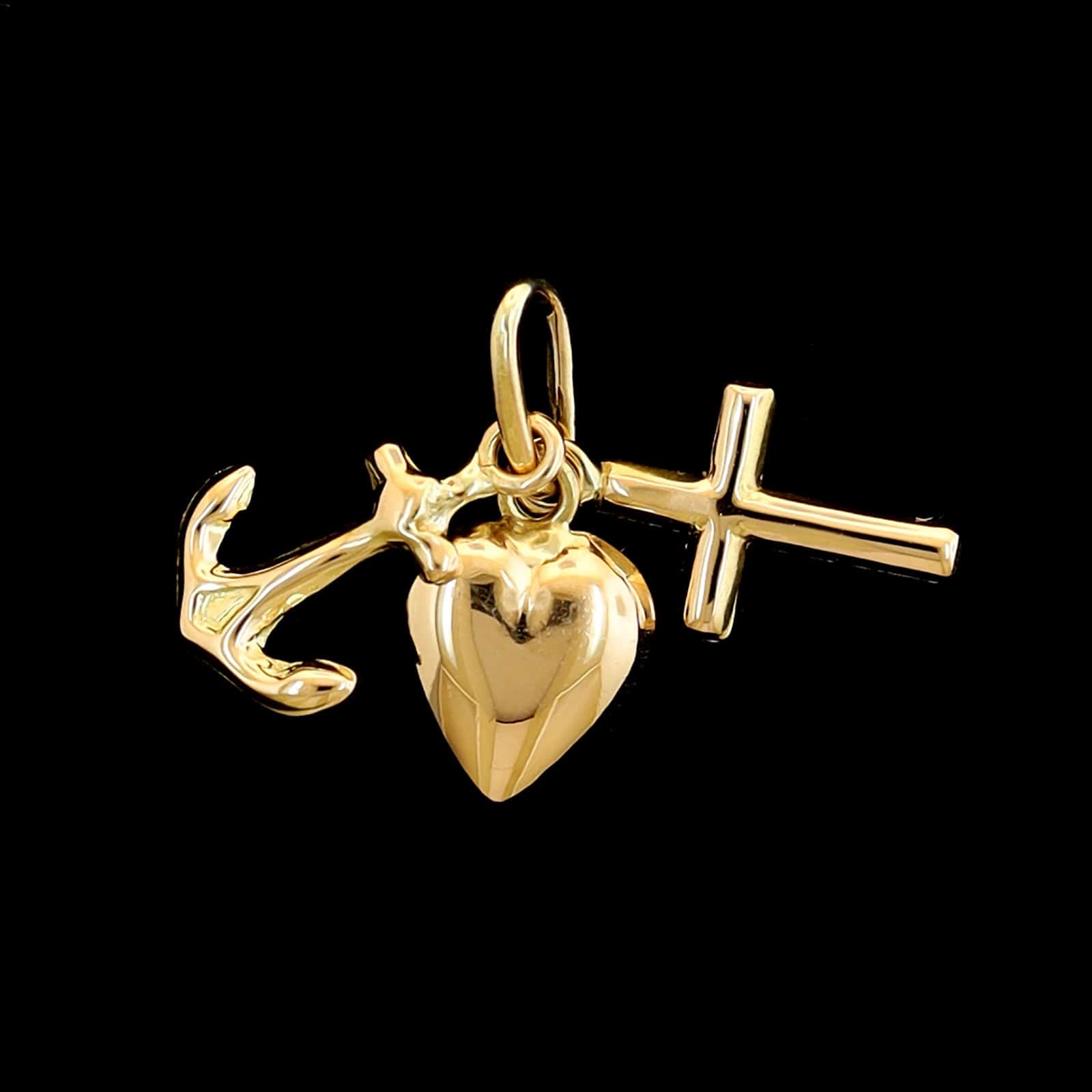 18K Yellow Gold Estate Faith, Hope and Charity Charm