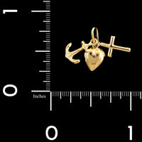 18K Yellow Gold Estate Faith, Hope and Charity Charm