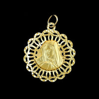 14K Yellow Gold Estate Reversible Christ Head and Madonna Medal