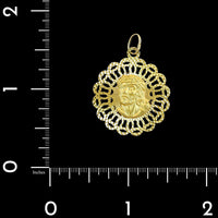 14K Yellow Gold Estate Reversible Christ Head and Madonna Medal