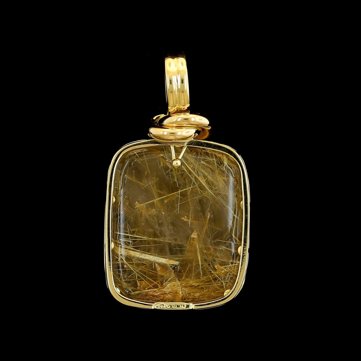 18K Yellow Gold Estate Rutilated Quartz Pendant