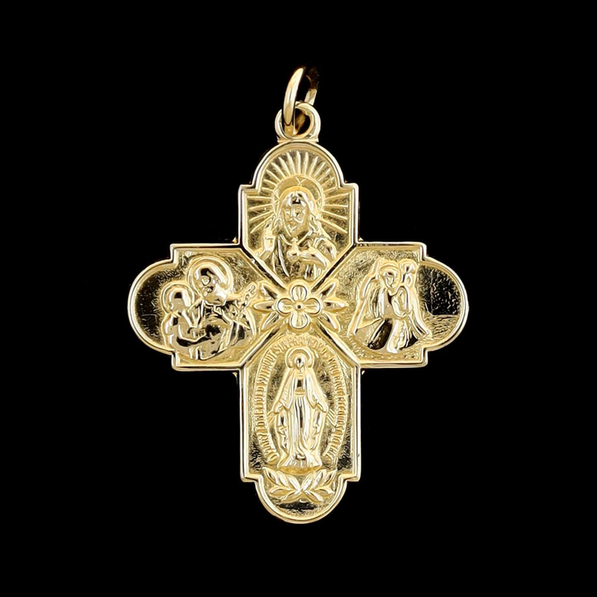 14K Yellow Gold Estate Four Way Cross Medal