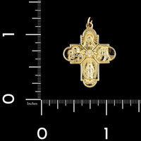 14K Yellow Gold Estate Four Way Cross Medal