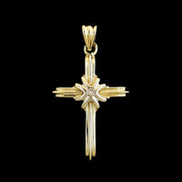 14K Two-tone Gold Estate Diamond Cross Pendant
