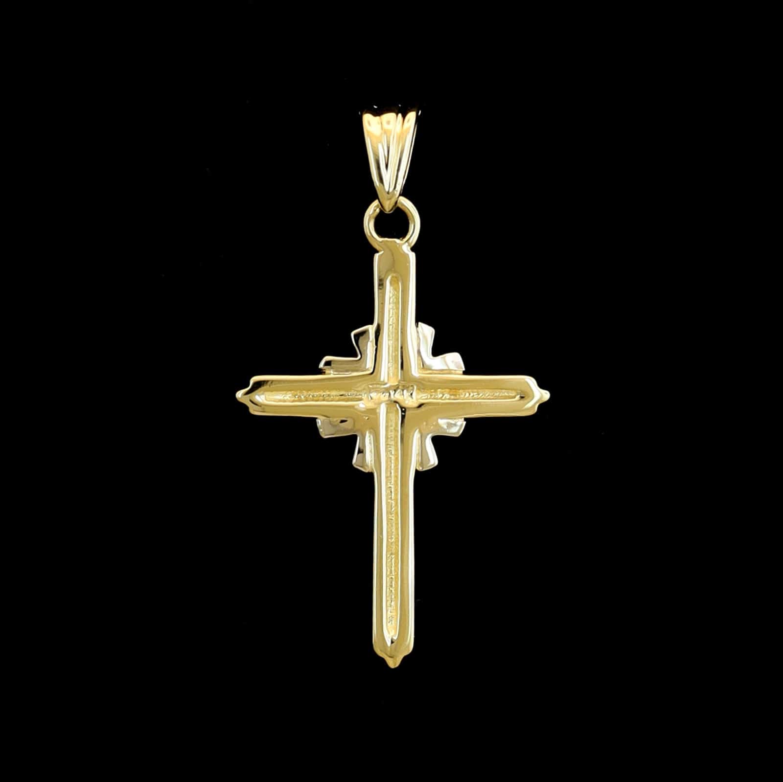 14K Two-tone Gold Estate Diamond Cross Pendant