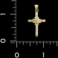 14K Two-tone Gold Estate Diamond Cross Pendant