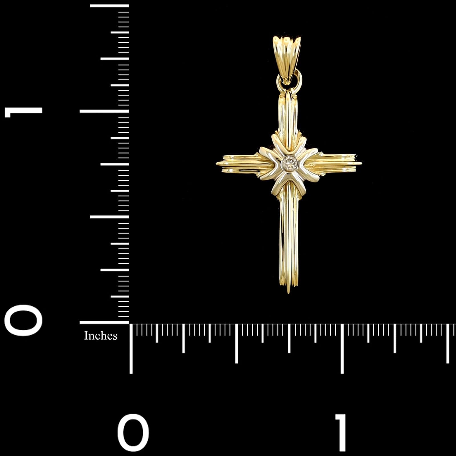 14K Two-tone Gold Estate Diamond Cross Pendant
