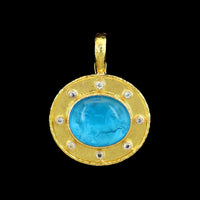 Elizabeth Locke 19K Yellow Gold Estate Venetian Glass Intaglio Pendant Enhancer