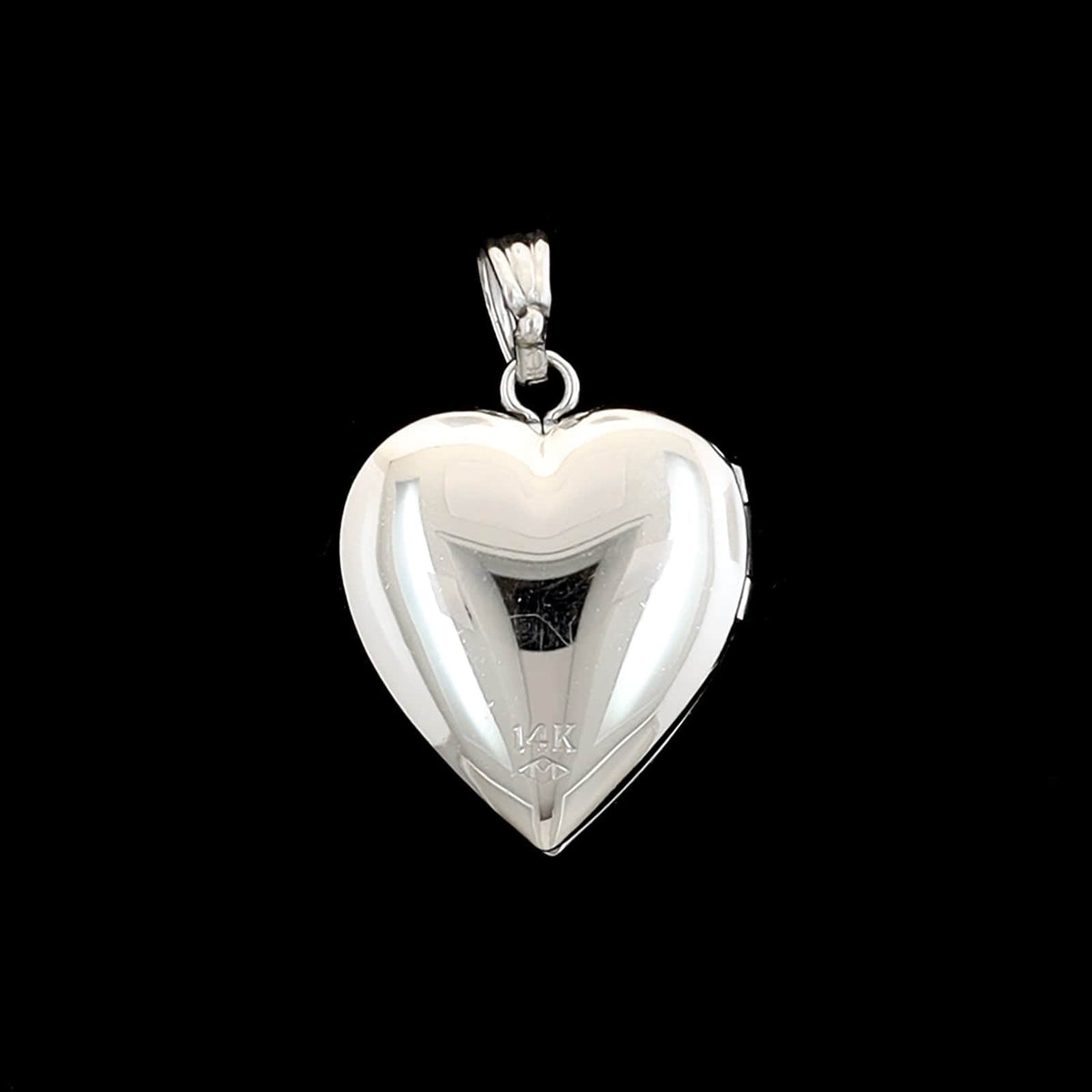 14K White Gold Estate Heart Locket