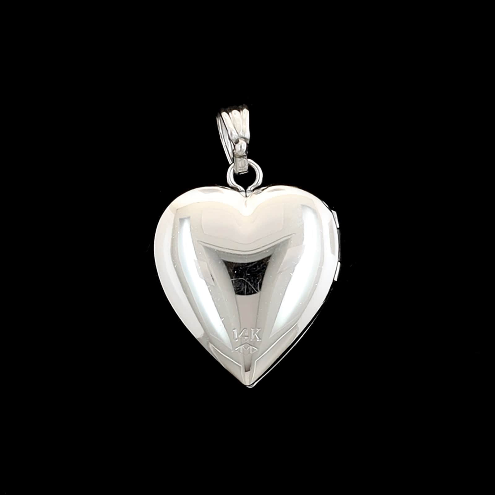 14K White Gold Estate Heart Locket
