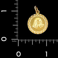 18K Yellow Gold Estate Virgin Mary Madonna Medal
