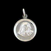 18K White Gold Estate Virgin Mary Madonna Medal