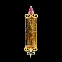 18K Two-tone Gold Estate Topaz, Pink Sapphire and Diamond Pendant