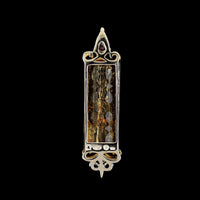 18K Two-tone Gold Estate Topaz, Pink Sapphire and Diamond Pendant