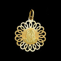 18K Yellow Gold Estate Reversible Madonna and Christ Head Medal
