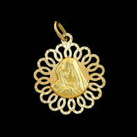 18K Yellow Gold Estate Reversible Madonna and Christ Head Medal