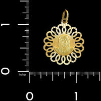 18K Yellow Gold Estate Reversible Madonna and Christ Head Medal