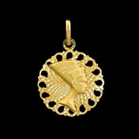 14K Yellow Gold Estate Reversible Nefertiti and Blind Justice Charm