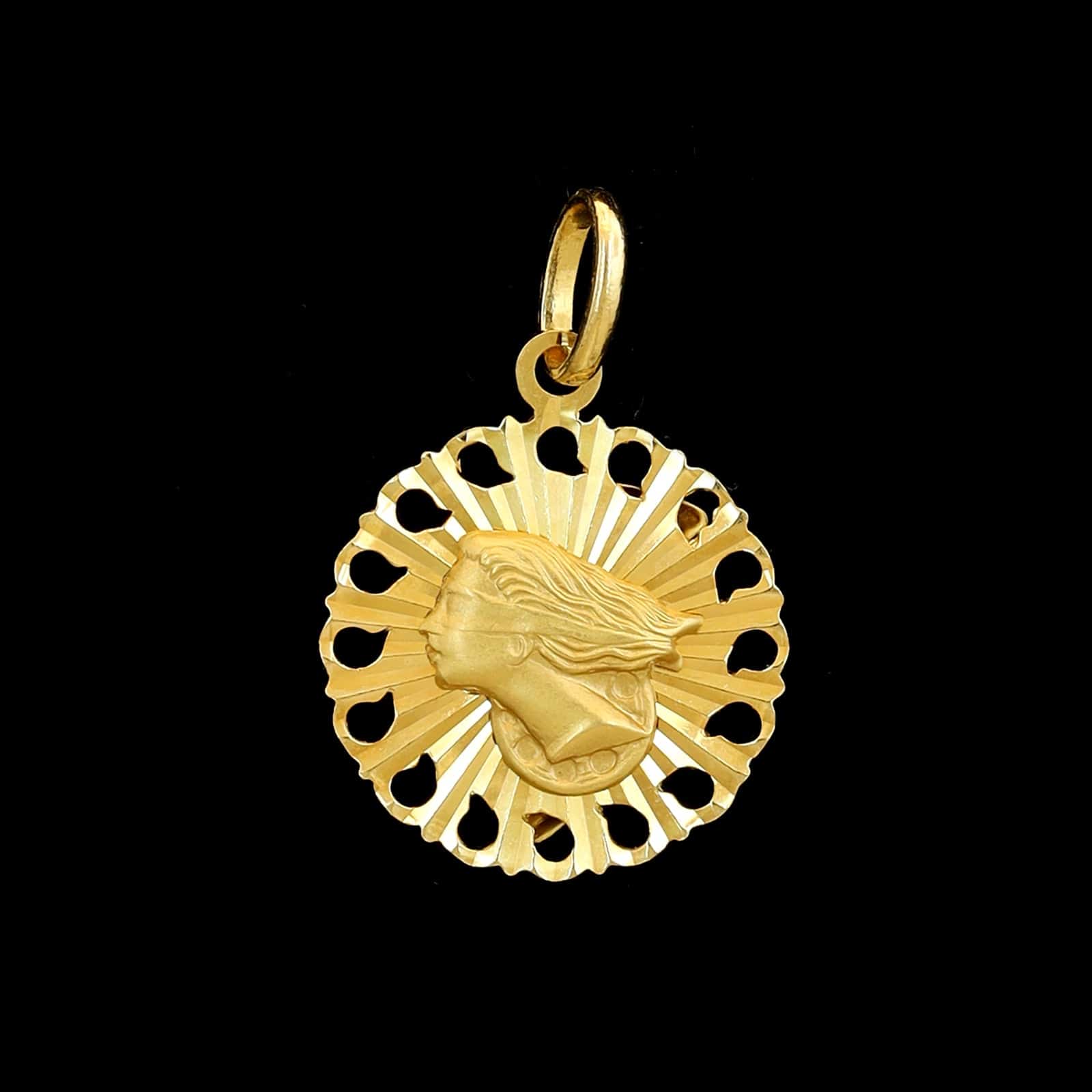 14K Yellow Gold Estate Reversible Nefertiti and Blind Justice Charm