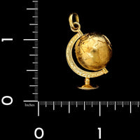 18K Yellow Gold Estate Moving World Globe Charm