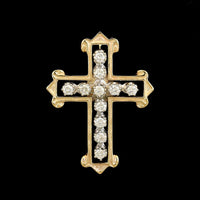 14K Two-tone Gold Estate Diamond Cross Pendant