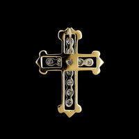 14K Two-tone Gold Estate Diamond Cross Pendant