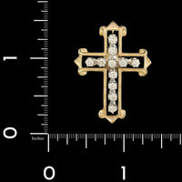 14K Two-tone Gold Estate Diamond Cross Pendant