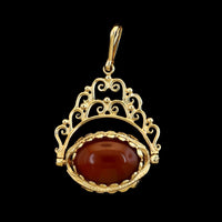9K Yellow Gold Estate Gemset Spinning Fob Pendant