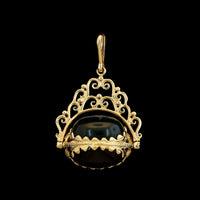 9K Yellow Gold Estate Gemset Spinning Fob Pendant