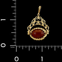 9K Yellow Gold Estate Gemset Spinning Fob Pendant