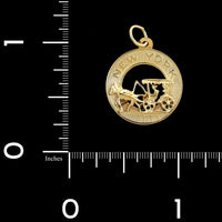 14K Yellow Gold Estate New York Horse and Carriage Charm