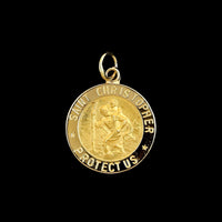 14K Yellow Gold Estate St. Christopher Medal