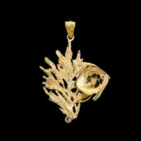 14K Yellow Gold Estate Diamond Angelfish Pendant