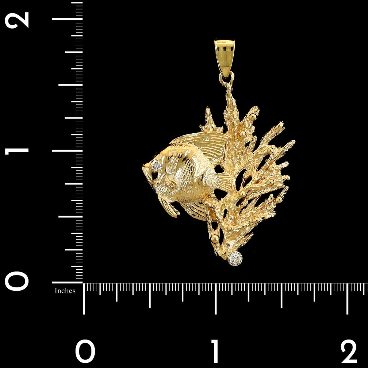 14K Yellow Gold Estate Diamond Angelfish Pendant