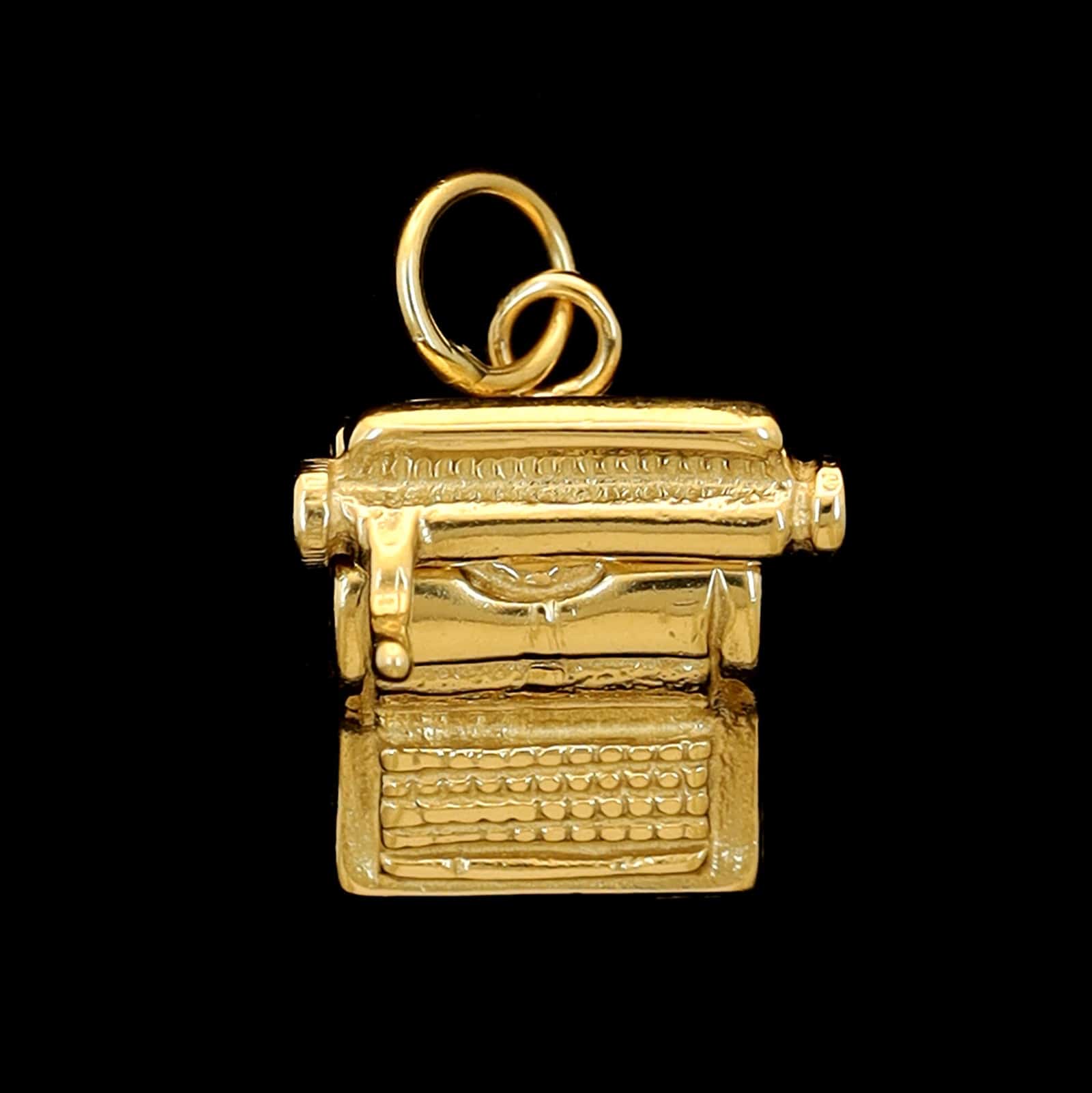 14K Yellow Gold Estate Movable Typewriter Charm