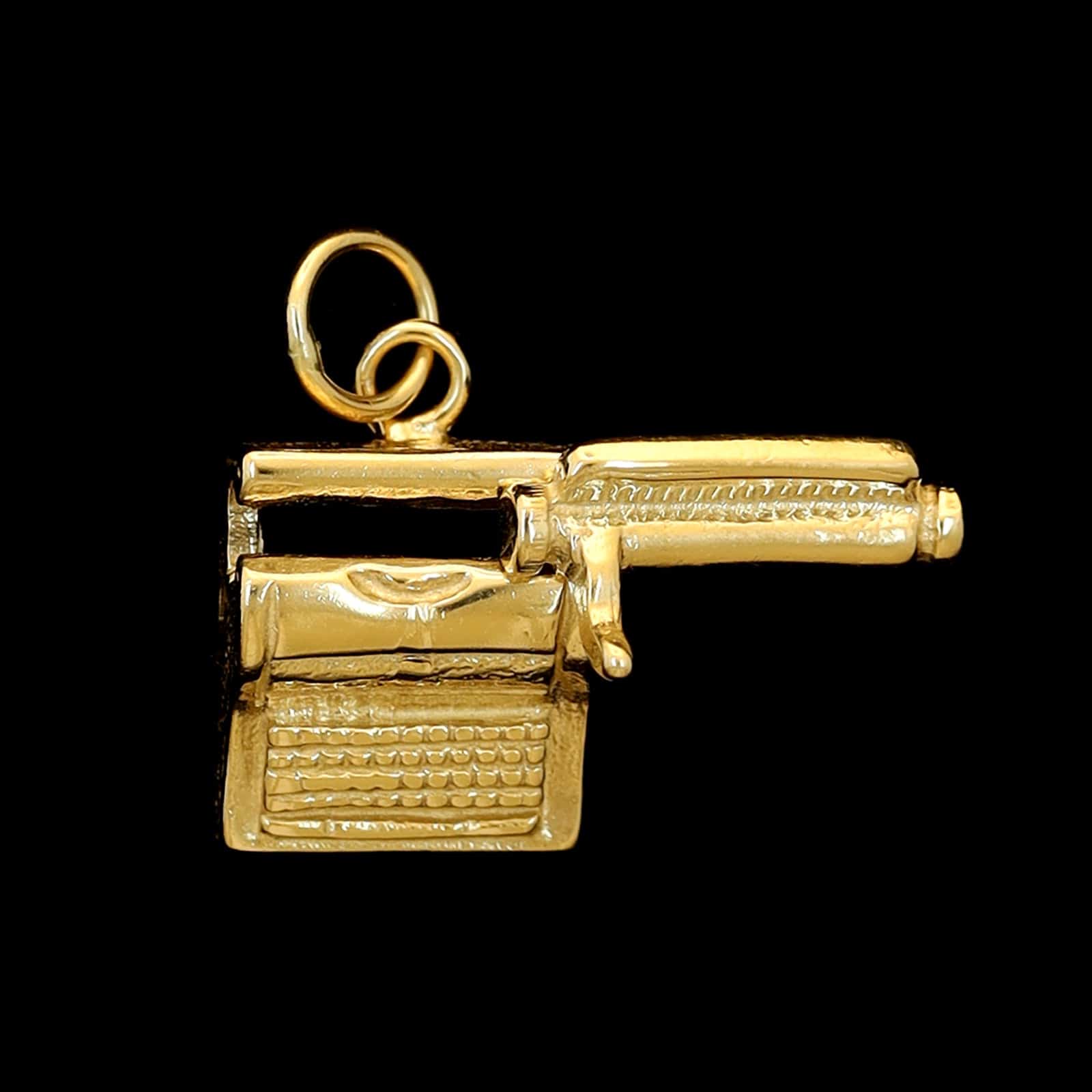 14K Yellow Gold Estate Movable Typewriter Charm